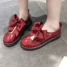 Повседневные уличные кроссовки; Новинка года; женские кожаные туфли с бантом; обувь на плоской подошве; Студенческая обувь; одноцветная Прямая поставка; sportschoenen