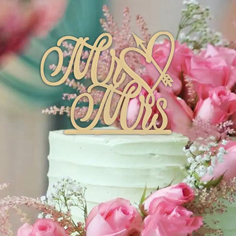 Деревянный Топпер для свадебного торта с надписью «Mr Mrs We Do Love Heart» для жениха и невесты, украшения для свадебного торта