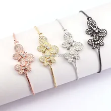 10 шт модный микро-паве белый цирконий двойной браслет бабочка для женщин девушек ювелирные подарки