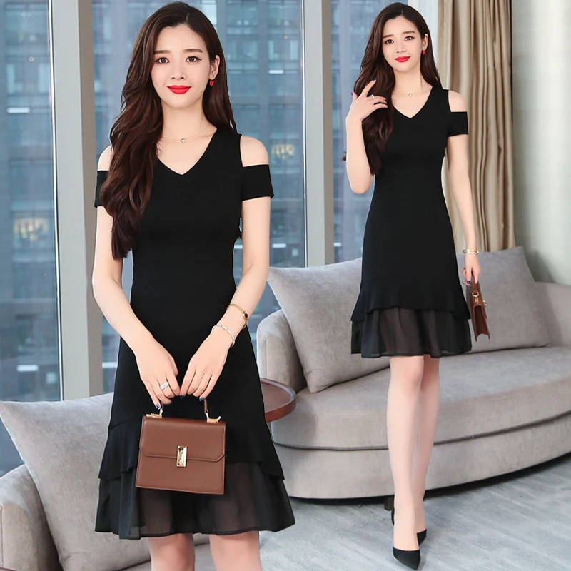

Summer Women Dress Black Elegant Lady Mesh Office Fashion Clothes Female Vacation Midi Cute Girls Casual Korean Runway Vestidos