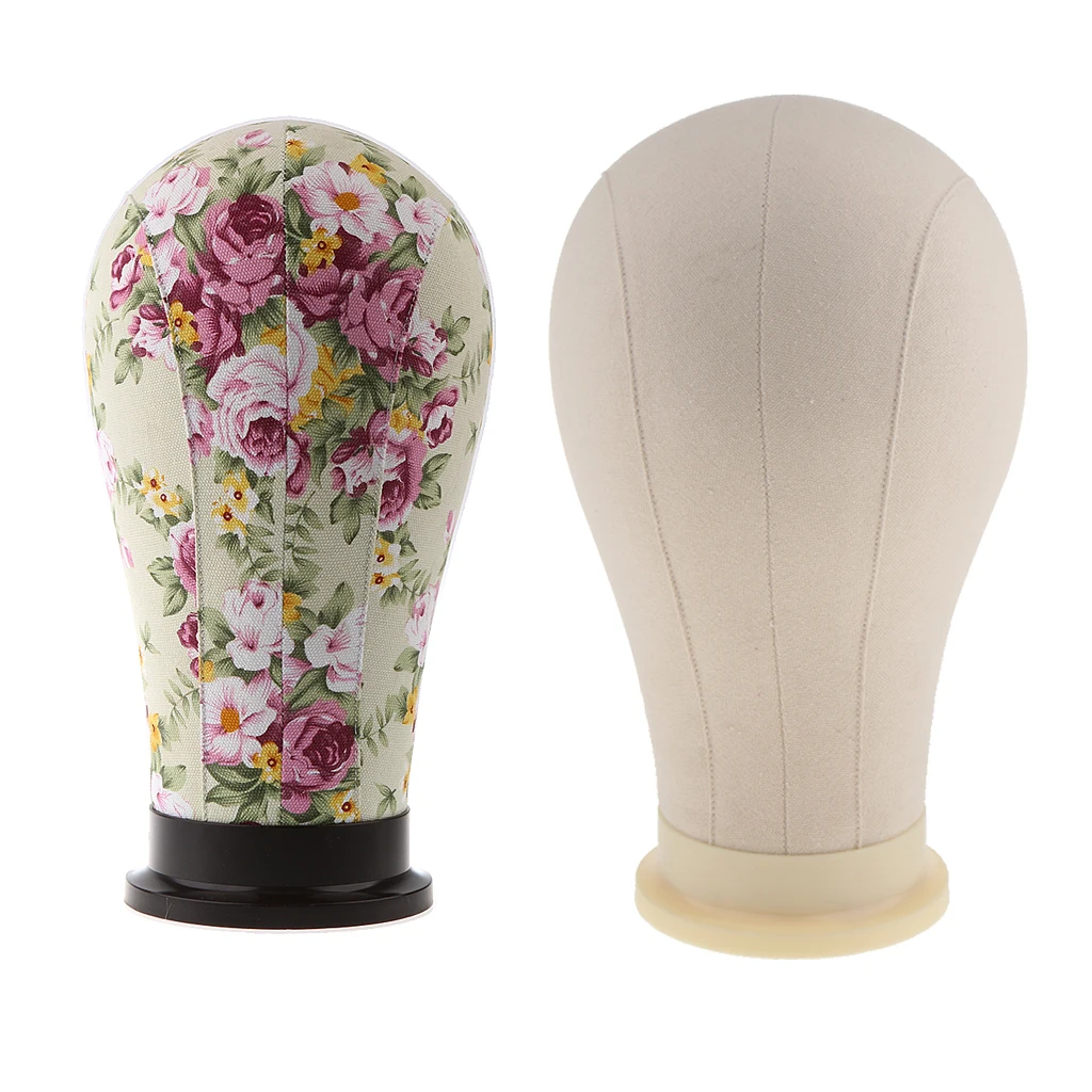 2pcs Manikin Mannequin Cork Head Canvas Block Wig Toupee Making Hat Caps Sunglasses Display Holder Stand 21'' 23''