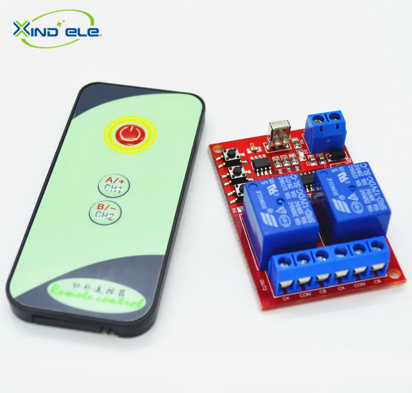 

XIND ELE 2 way 12V DC IR Remote Control Learn Light Switch Module + 3-key Transmitter For Home Auto Garage Door #IR12-2LM+PM3#