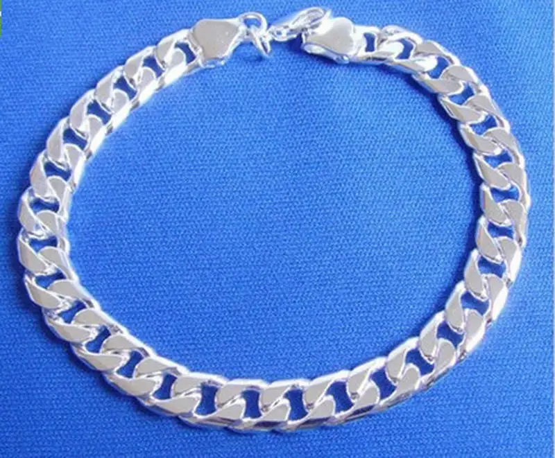 Fashion Jewelry 925 Sterling Silver fashion Cuff Link Bracelet Chain 7.5&quot | Украшения и аксессуары