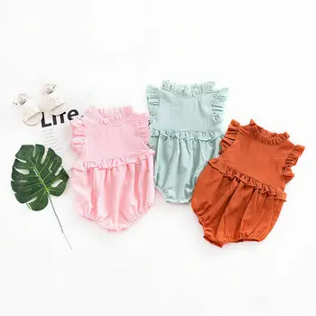 

Cute Newborn Baby Girl Summer Romper Sleeveless Ruffle Solid Jumpsuit Playsuit Clothes Outfits