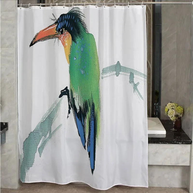 180x180 см Европейская ванная занавеска для душа Акварельная Magpie попугаи с принтом занавес для ванной прочная водонепроницаемая полиэфирная ткань