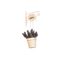 Welcome Handmade Decorative Wall Hanging Bucket Home Garden Wall with Iron Rack Geometric Terrarium garden Planter Flower Pot