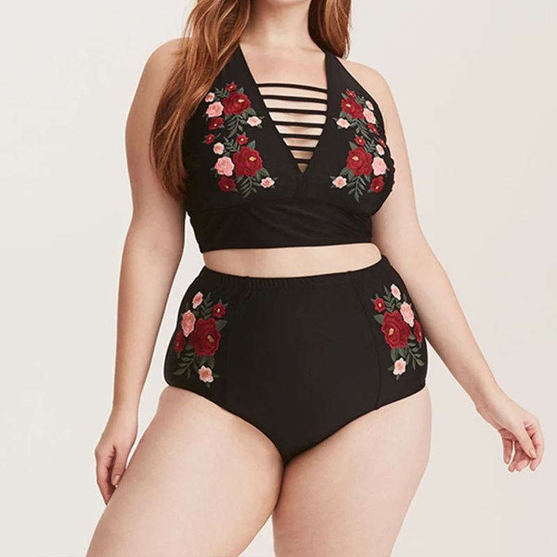 

High Waist Bikini Push Up Sexy Vintage Swimsuit Plus Size Two Piece Swimwear Women Printing Retro Bathing Suit Bikini 2019 G58