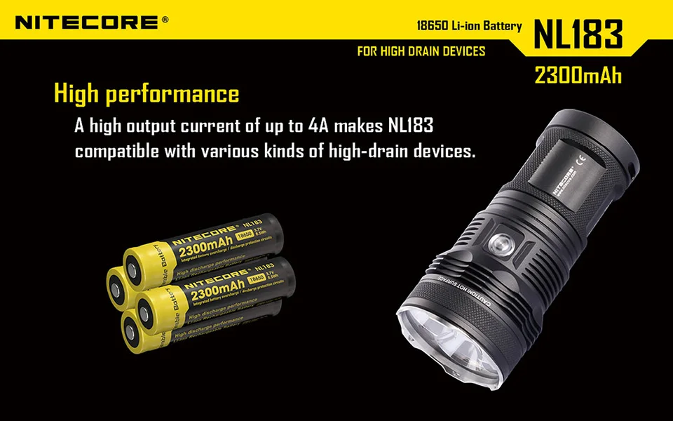 Оригинальное зарядное устройство Nitecore 18650 NL183 2300 мА/ч, 3,7 v 8.5Wh защищенный выключатель питания высокая производительность разряда литий-ионный Перезаряжаемые тесто