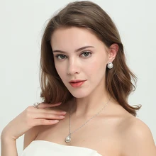 

2015 Fashion Natural Pearl Jewelry Set 925 sterling silver Earrings and Pendant Party Pearl Jewelry Sets for Women