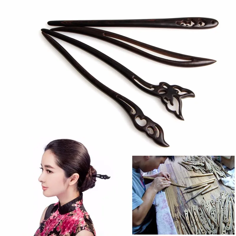 Модная Китайская традиционная Женская деревянная заколка с бусинами классическая женская заколка для волос