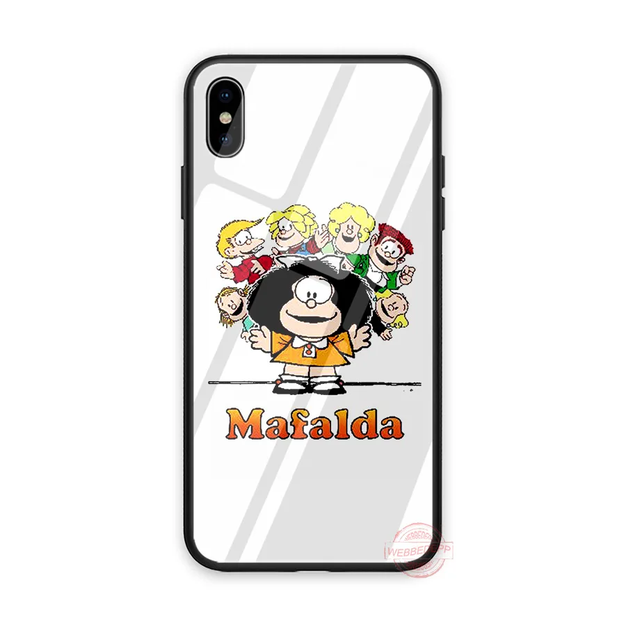 Чехол для телефона WEBBEDEPP Mafalda из закаленного стекла для Apple iPhone XS Max XR X 8 7 6 S Plus 5s SE - Цвет: TG6
