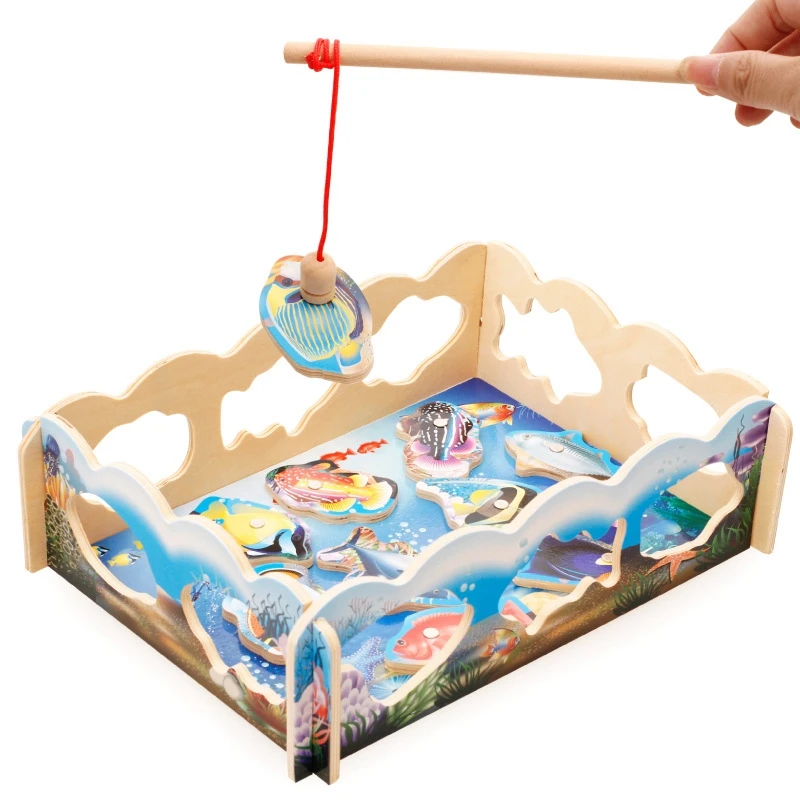 Деревянные рыбалка игрушки головоломки детские руки От 1 до 3 лет родитель-ребенок взаимодействия цвет осведомленности рано учебных