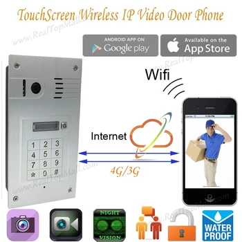 

New Touchscreen Wireless Wifi Video door phone doorbell IP Camera Intercom embedded Support IOS Android Smart Phone Tablet
