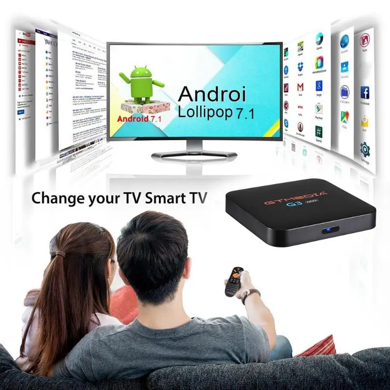 GTmedia G3 Android TV Box 4K HDR STB BOX 2/16G Ultra HD WIFI Xtream IPTV Stalker IPTV Youtube Set top Box Media Player Internet