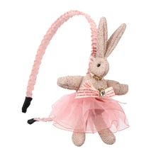 Новое Модное детское кружевное платье с кроликом из мультфильма повязки на голову с бантом, нескользящие повязки на голову для девочек, аксессуары для волос