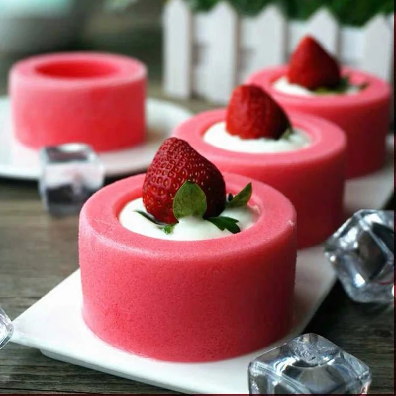 

Round pudding mousse cake silicone mold Six-hole yogurt fruit pudding jelly chocolate ice cream baking mold