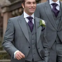 Красивый Серый Жених утро Костюмы дружки Для мужчин свадебные костюмы для выпускного индивидуальный заказ(куртка+ Брюки для девочек+ жилет+ галстук) НЕТ: 023