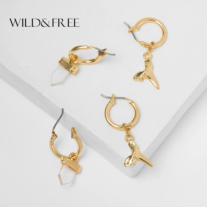 Милые золотые маленькие серьги кольца Wild & Free акриловые геометрические с