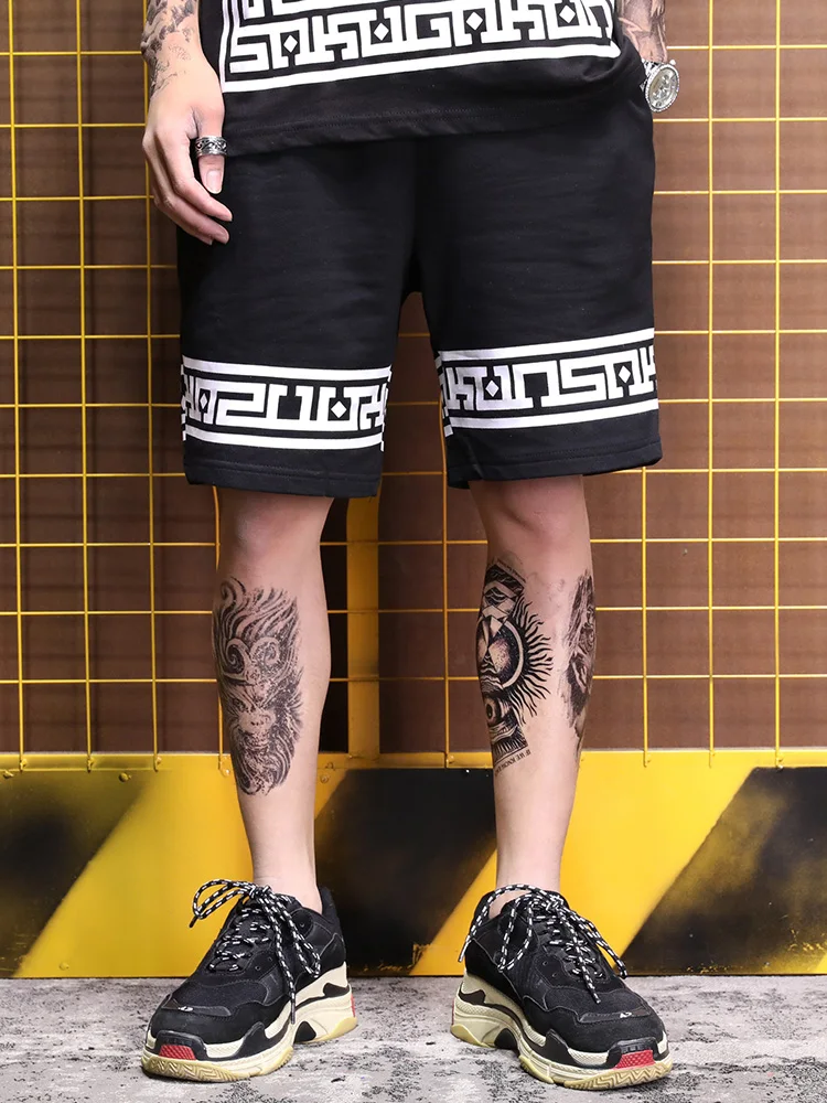 Высокая улица, свободный кантри tide, национальный тренд, мужской уличный танец, повседневные шорты с буквами