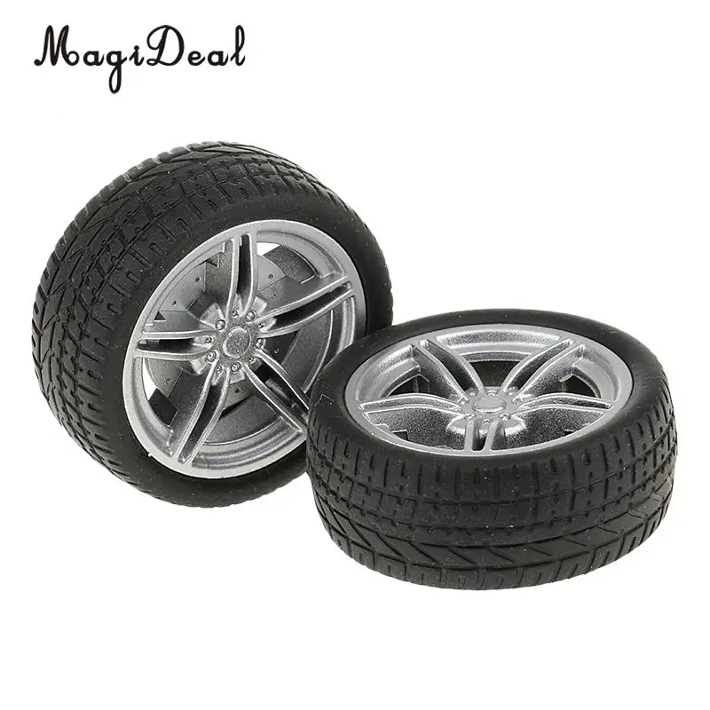 MagiDeal High Quality 2Pcs 40mm Rubber Wheels Inflatable Tire Tube Toy for RC remote Control Parts DIY Vehicles Toys