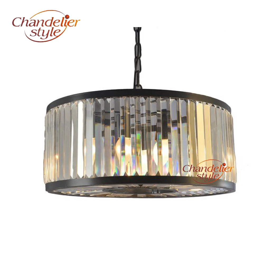 

Vintage Round Crystal Prism Chandelier Lighting Retro Cristal Chandeliers Hanging Light Fixture for Home Hotel Restaurant Decor