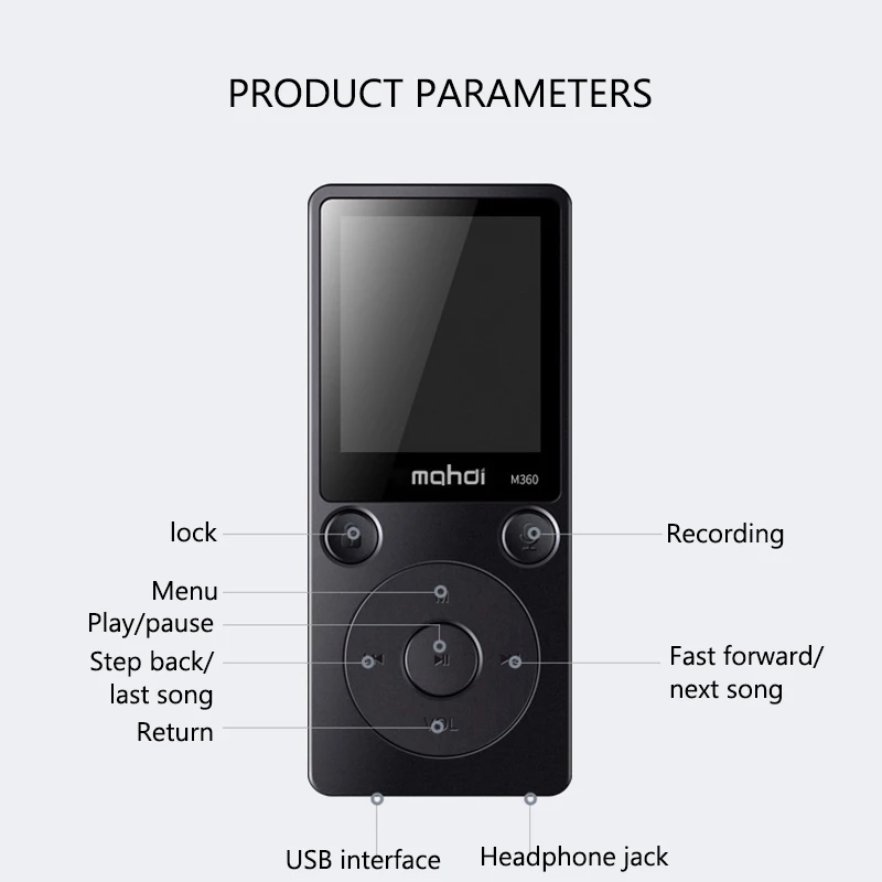 Махди M360 HiFi без потерь MP3 плеер Металлический Портативный 8 ГБ Поддержка 32 карты