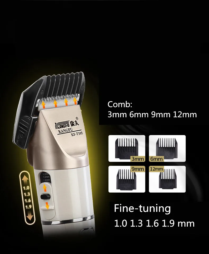 Aparador de Pêlos Bateria de Lítio Exibição de Energia Novo Clipper Recarregável Fine-tuning Carga Rápida Lâmina Cerâmica 100-240 v 2200 Mah 9 lítio 2200 mah recarregável fine-tuning carga rápida