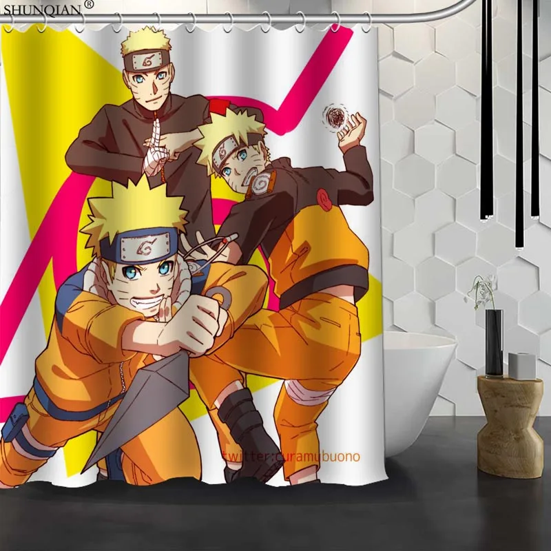 Buy New NARUTO Anime Custom Shower Curtain Waterproof Fabric Bath Curtain