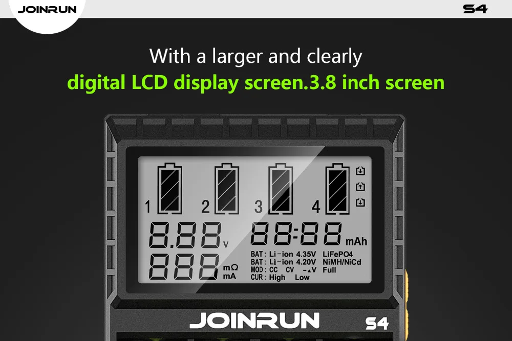 Joinrun S4/N2 Plus 18650 литий-ионный аккумулятор зарядное устройство Smart 18650 зарядное устройство для Li-ion/Ni-MH/Ni-CD 18650 14500 16340 AA AAA