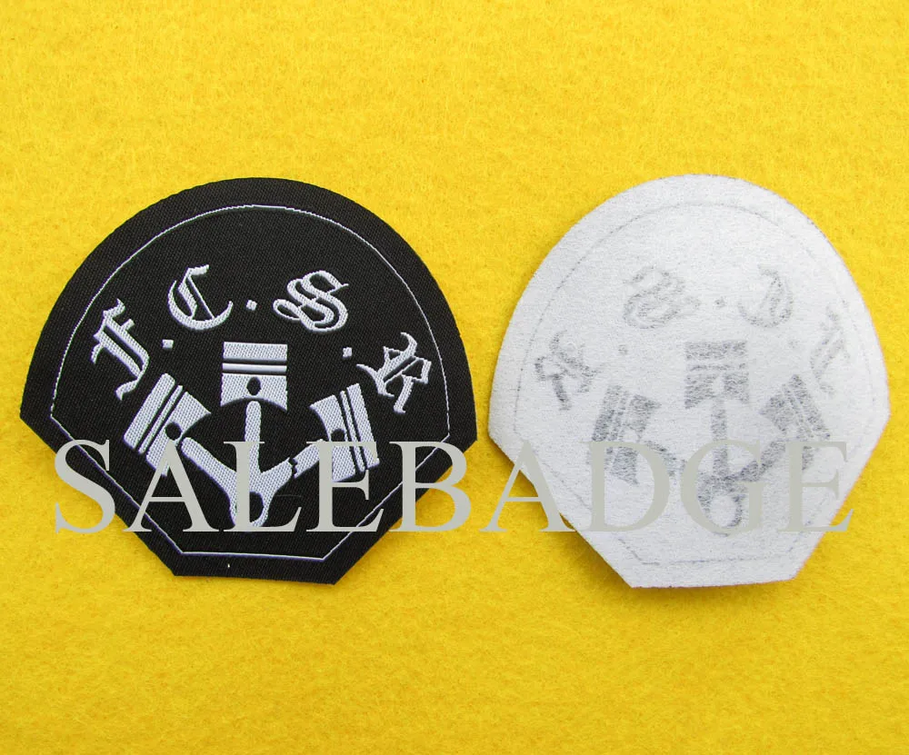 

MOQ 1 PC Custom 80% embroidered white woven patch