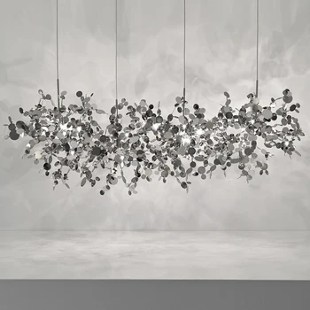 

terzani argent lighting hand made stainless steel leaf chandelier lamp for living room/bedroom home deor lighting