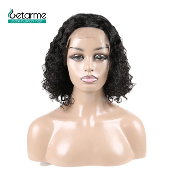 

Getarme Short Bob Deep Wave Lace Front Wig 13*4 Lace Frontal Human Hair Wigs Pre plucked Hairline Indian Non-Remy Lace Front Wig