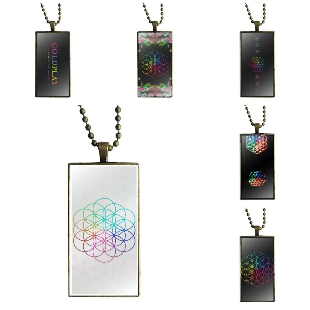 

Coldplay A Head Full Of Dreams 1 Glass Cabochon Choker Pendant Rectangle Necklace Bronze Color Jewelry For Men Women Gift