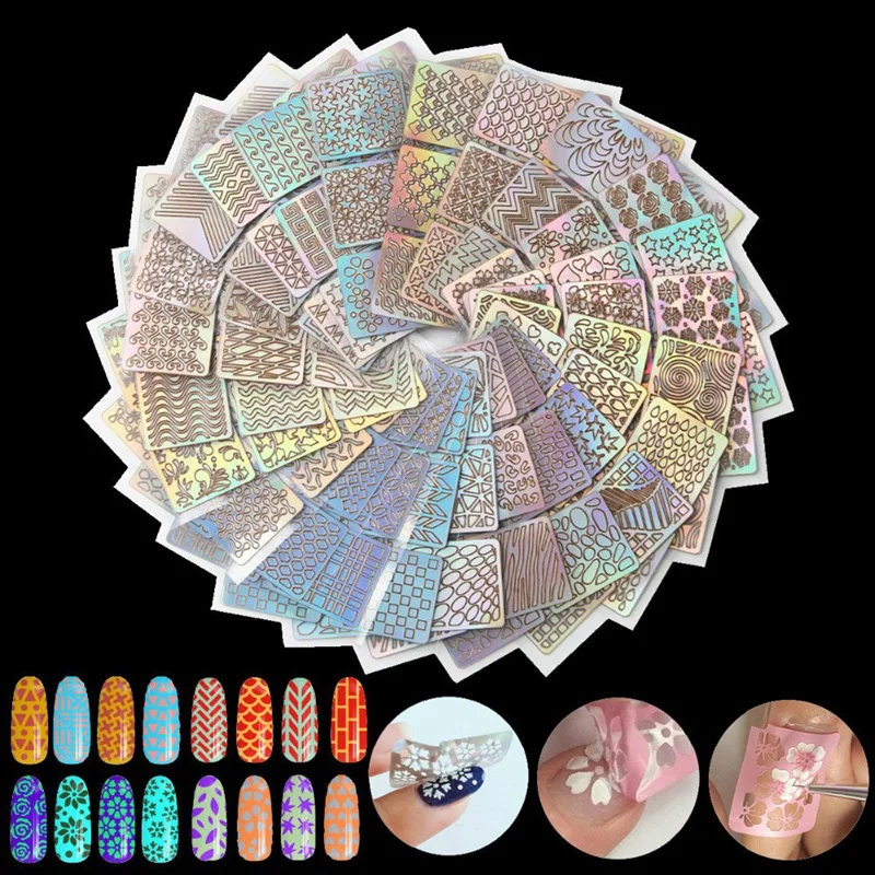 Monja Nail Art Vinyl Hollow Transfer Film Mold Gel Polish Image Diy Guide Template Stamp Decal