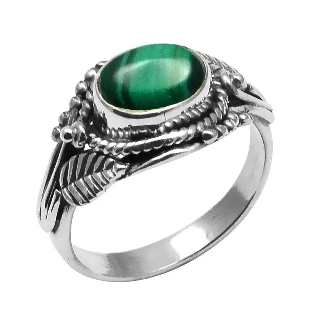 

Genuine Malachite Ring 925 Sterling Silver,USA Size 6.75, 2SR0095