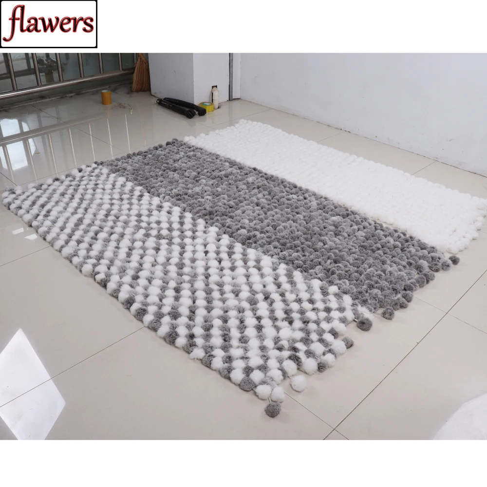

New Arrival Winter Lady 100% Natural Rabbit Fur Pashmina Scarves Women Warm Pompom Real Rabbit Fur Shawl Long Genuine Fur Poncho