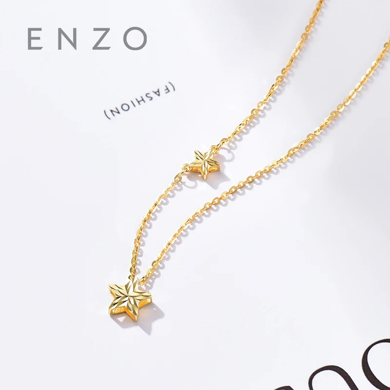 

Real 18K Gold Pendant Fine Jewelry Women Miss Girls Gift Party Female Star Necklace Solid Hot Sale New Good Trendy