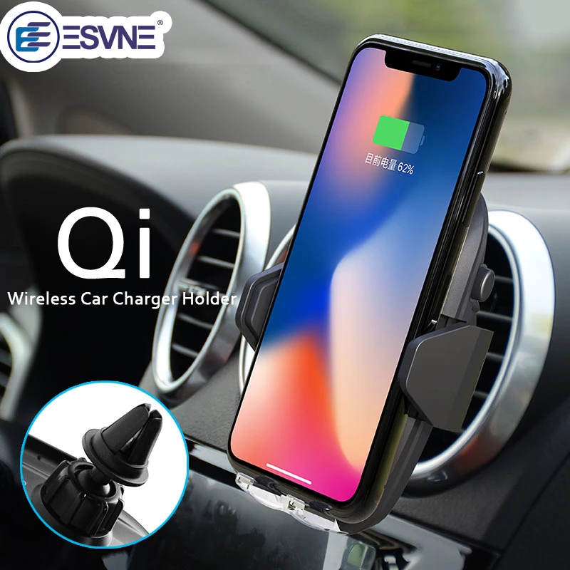 Fraude Jasje Lounge ESVNE qi draadloze oplader Air Vent Mobiele Telefoon Autohouder Stand voor  iPhone 8 Plus X Samsung S8 GALAXY S7 Ondersteuning cellulaire telefoon|car  holder stand|holder standphone car holder stand - AliExpress