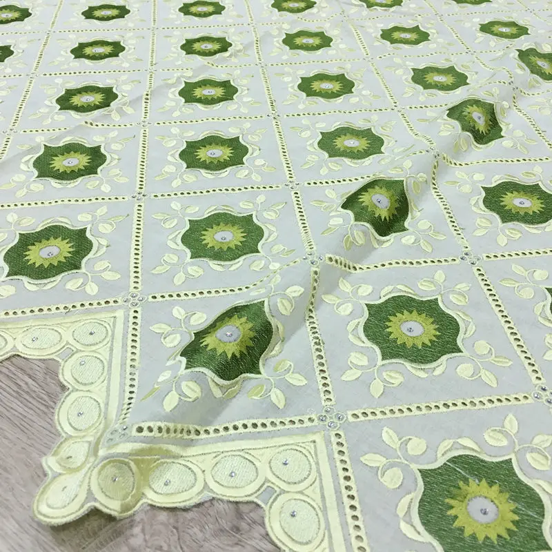 

New Design Africa Cotton Swiss Voile Lace Lemon with Green 2019 High Quality Swiss Voile Lace In Switzerland African Lace Fabric
