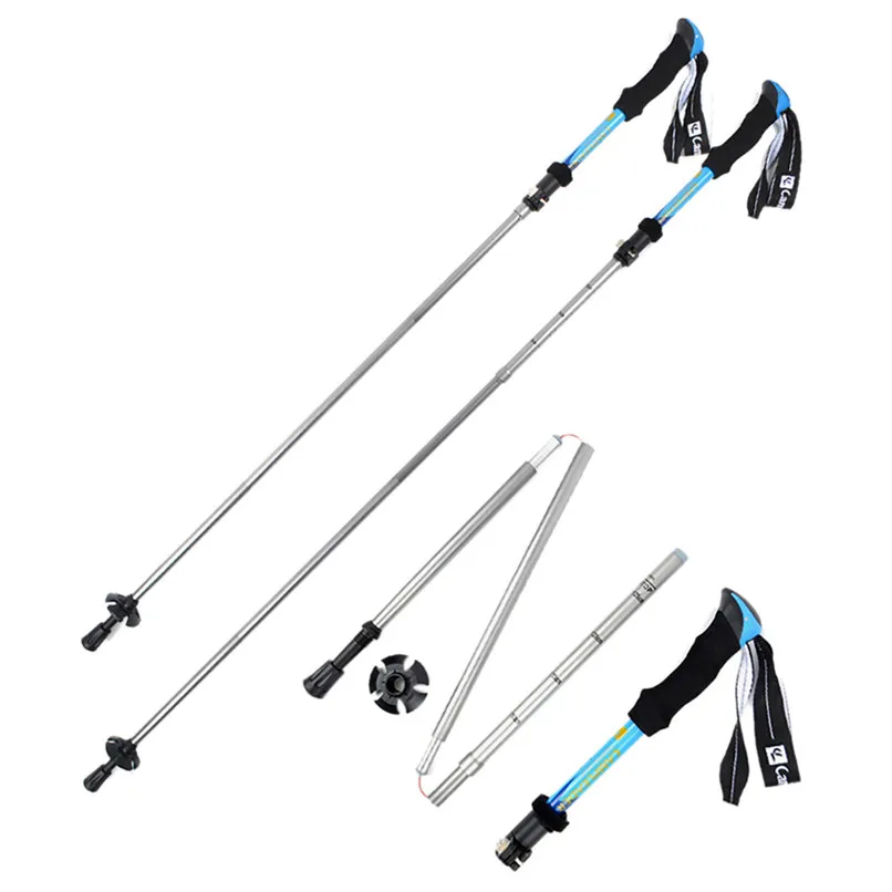 Outdoor Alpenstock Portable Trekking Pole Durable Five - Section Folding Adjustable Impact Walking Cane #2O30 (10)