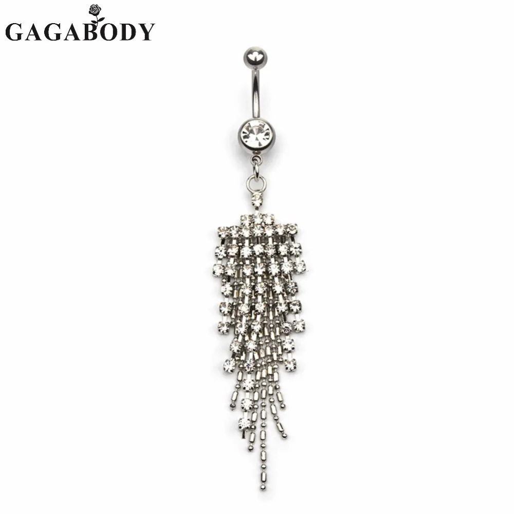 Long Tassels Navel Dangle Belly Barbell Button Bar 1PC Body Jewelry Piercing Belly Ring Body