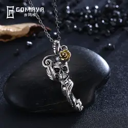 GOMAYA Винтаж Ретро подлинный 925 Серебряный Скелет античное ожерелье с подвеской ювелирные изделия подарок для женщин Шарм панк
