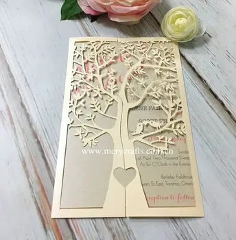 

12pcs Free shipping laser cut invitation card tree wedding invitation card wedding invitations