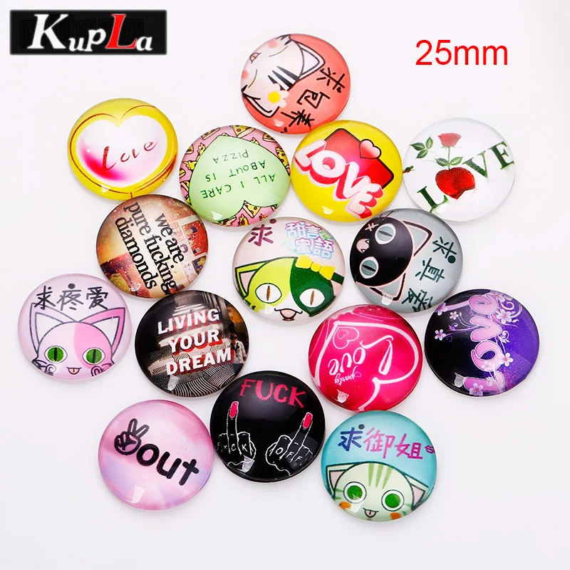 Round Glass Cabochons Pendant Cabochons Settings Mixed Personality