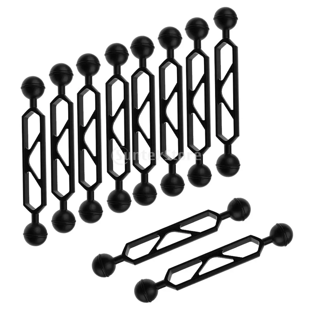 10Pieces 6'' Dual Joint Ball Extension Aluminum Alloy Arm Diving Underwater Camera High Strength, Corrosion Resistance