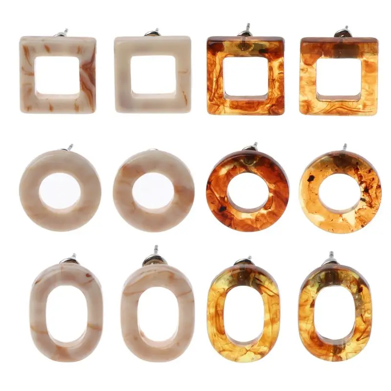 

Round Leopard Hoop Earrings Bohemia Acrylic Resin Circle Stud Earrings for Women Exquisite Earrings