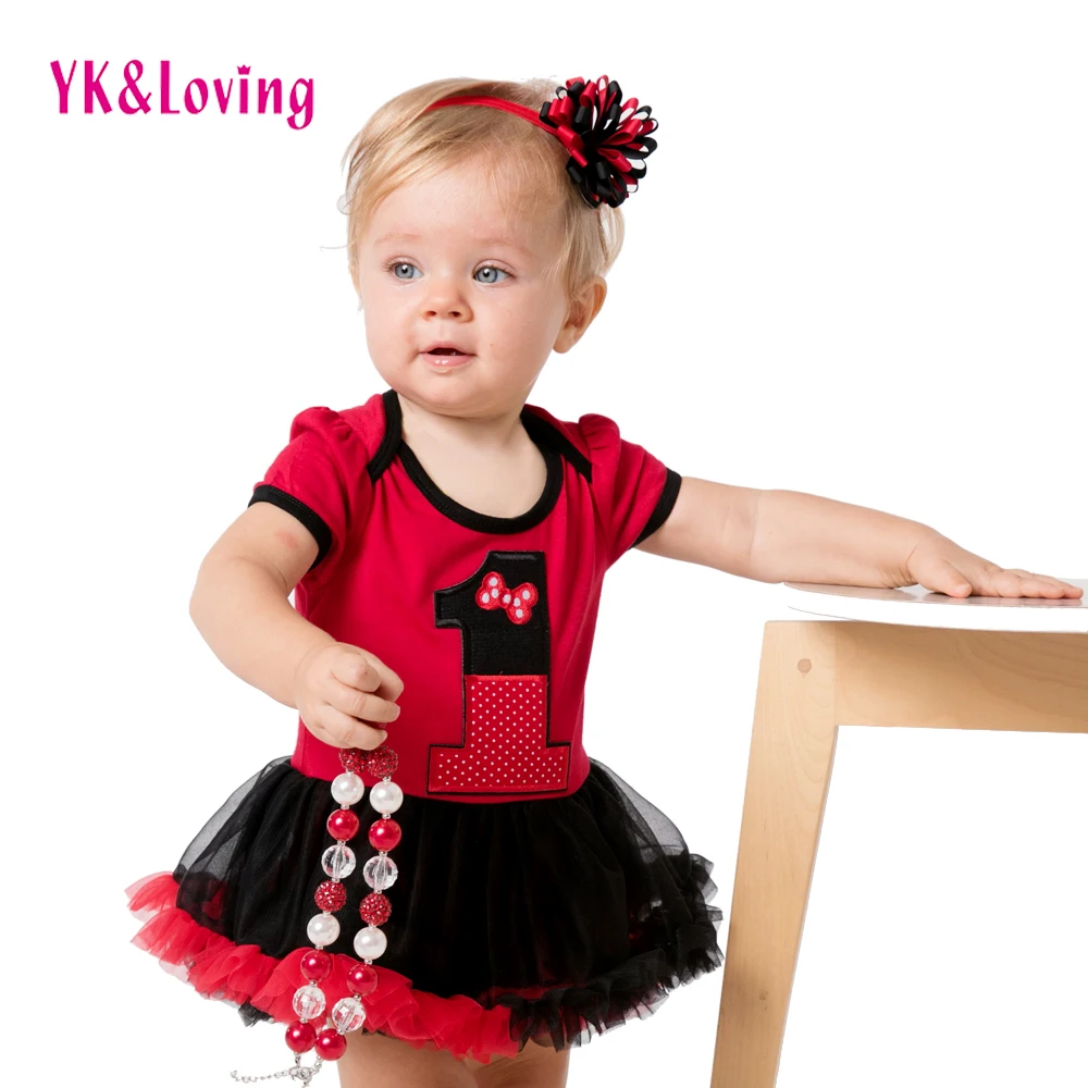 Fist Birthday Dress for 1 Year Old Baby Girl Clothing Red Cheap Infant