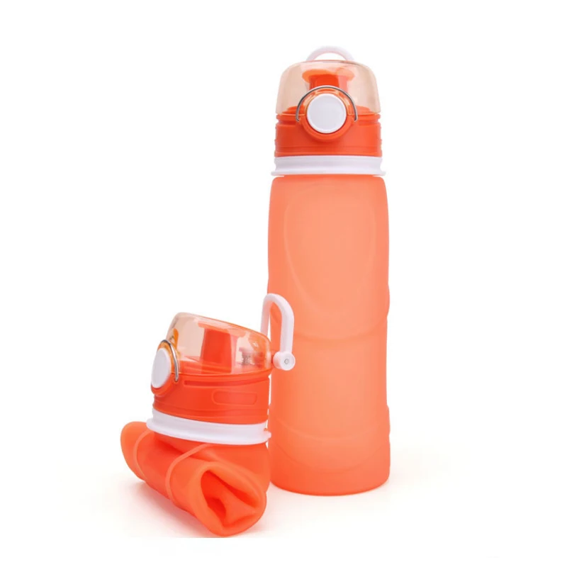 750ml food grade silicone foldable collapsible water bottle home outdoor travel portable high water bottle