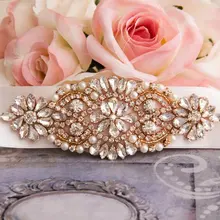 MissRDress Кристалл Свадебный Пояс розовое золото стразы свадебный пояс ручной пояс с бисером для невесты Свадебные аксессуары JK850