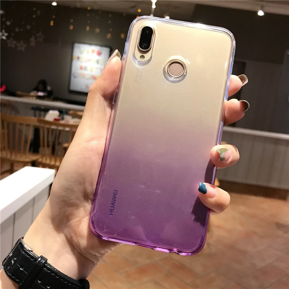 Для huawei P20 Lite чехол градиент силиконовый ТПУ мягкий с полной Цвет Накладка для